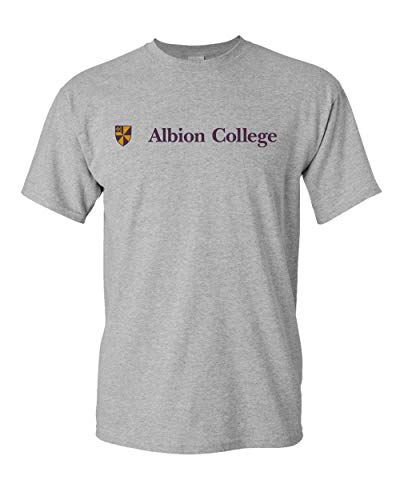Albion College 2 Color Text T-Shirt | Albion Britons Student and Alumni Mens/Womens T-Shirt - Sport Grey