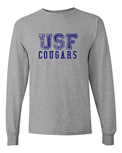 Saint Francis USF Cougars Blue Ink Long Sleeve T-Shirt - Sport Grey