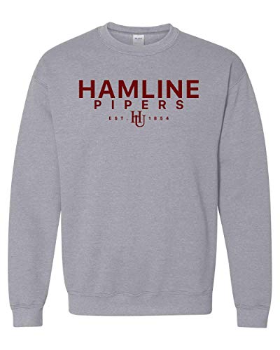 Hamline University Pipers Est 1854 Crewneck Sweatshirt - Sport Grey