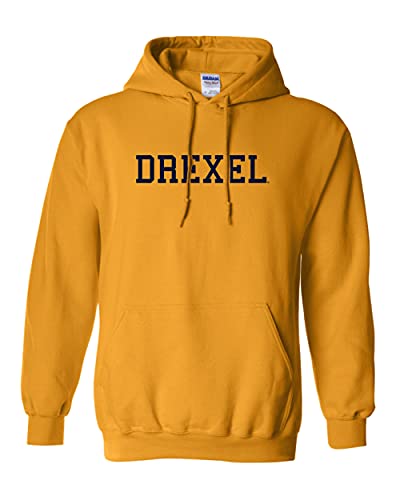 Drexel University Drexel Navy Text Hooded Sweatshirt - Gold