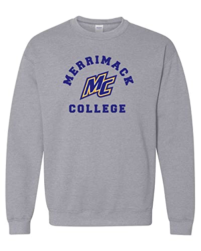 Merrimack College Mascot Logo Crewneck Sweatshirt - Sport Grey