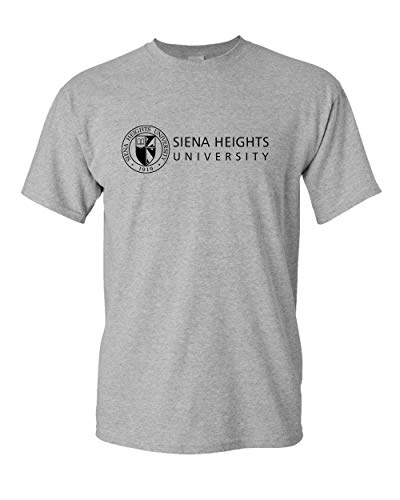 Siena Heights Black Logo T-Shirt - Sport Grey