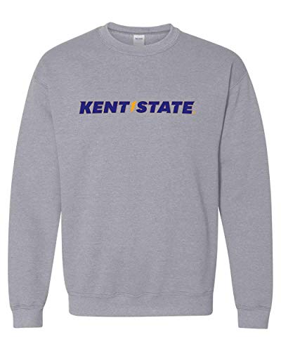 Kent State Bolt Text Two Color Crewneck Sweatshirt - Sport Grey