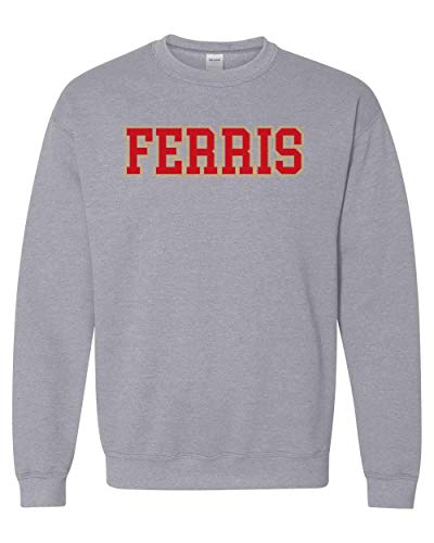 Ferris Block Letters Two Color Crewneck Sweatshirt - Sport Grey