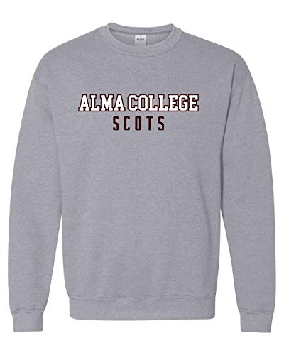 Alma College Scots Two Color Crewneck Sweatshirt - Sport Grey