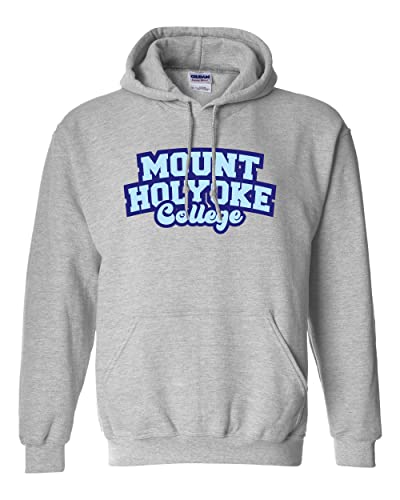 Mount Holyoke College Block Letters Hooded Sweatshirt - Sport Grey