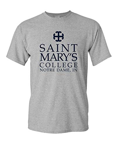 Saint Mary's College One Color Navy Stacked Text T-Shirt - Sport Grey