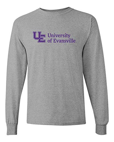 Evansville Purple Text Long Sleeve T-Shirt - Sport Grey