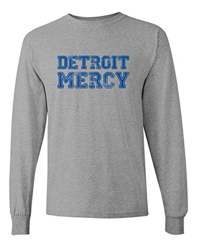 U of Detroit Mercy Block Distressed Long Sleeve T-Shirt - Sport Grey