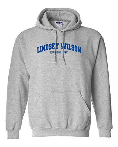 Lindsey Wilson College Block Hooded Sweatshirt - Sport Grey