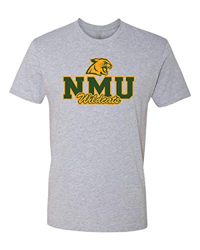 Premium Northern Michigan NMU Wildcats T-Shirt NMU Logo Apparel Mens/Womens T-Shirt - Heather Gray