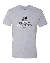 Load image into Gallery viewer, DePauw Full Logo Black Ink Exclusive Soft Shirt - Heather Gray
