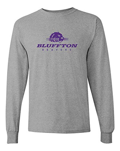 Bluffton Beavers Logo One Color Long Sleeve Shirt - Sport Grey