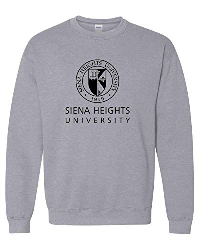 Siena Heights Stacked Black Logo Crewneck Sweatshirt - Sport Grey