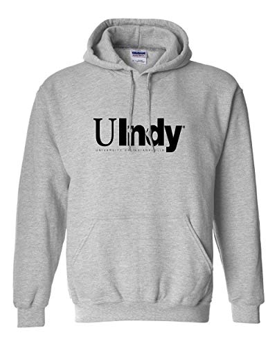 University of Indianapolis UIndy Black Text Hooded Sweatshirt - Sport Grey