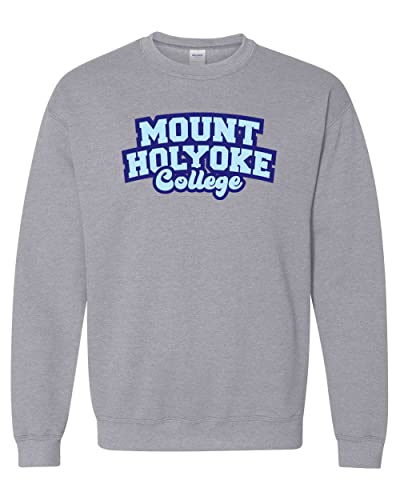 Mount Holyoke College Block Letters Crewneck Sweatshirt - Sport Grey