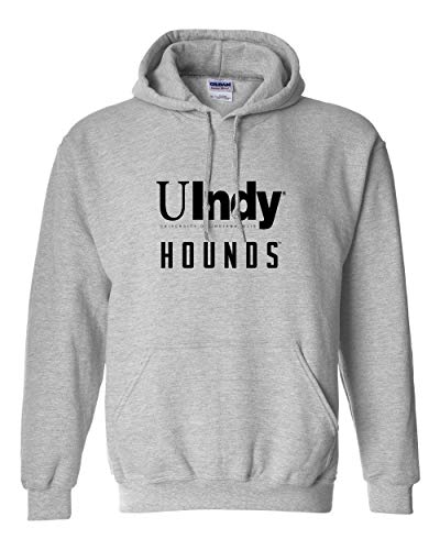 University of Indianapolis UIndy Hounds Black Text Hooded Sweatshirt - Sport Grey