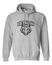 Load image into Gallery viewer, DePauw Tiger Head Black Ink Hooded Sweatshirt - Sport Grey
