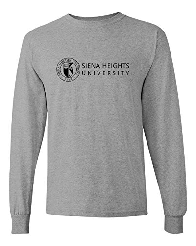 Siena Heights Black Logo Long Sleeve T-Shirt - Sport Grey