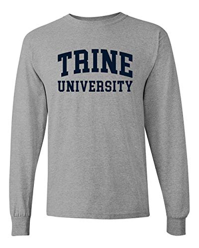 Trine University Navy Text Long Sleeve - Sport Grey