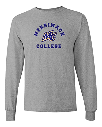 Merrimack College Mascot Logo Long Sleeve Shirt - Sport Grey