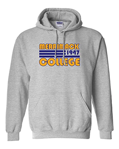 Retro Merrimack College Hooded Sweatshirt - Sport Grey