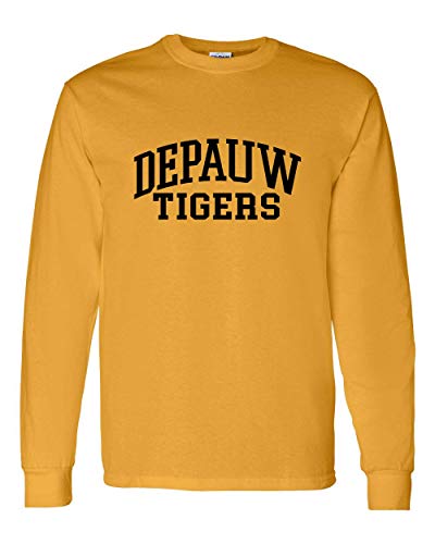 DePauw Tigers Black Ink Long Sleeve T-Shirt - Gold