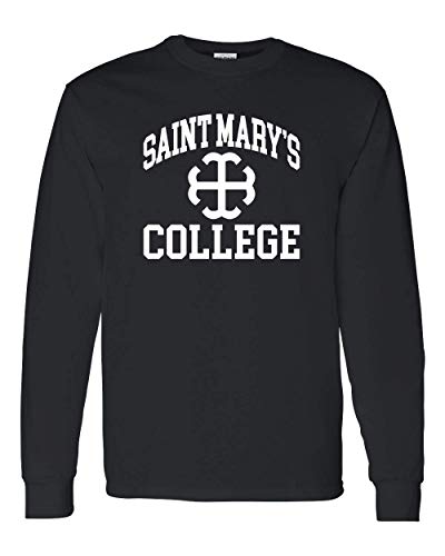 Saint Mary's College White Logo Long Sleeve - Black