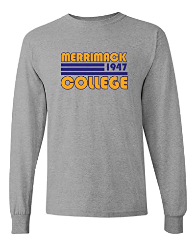 Retro Merrimack College Long Sleeve Shirt - Sport Grey