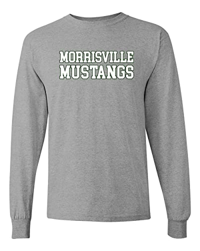 Morrisville State College Mustangs Block Letters Long Sleeve T-Shirt - Sport Grey