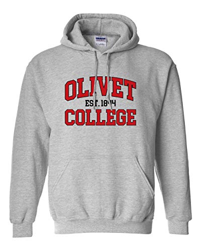 Olivet College Established 1844 2 Color Hooded Sweatshirt - Sport Grey