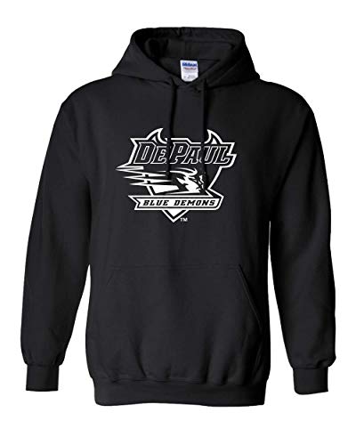 Premium DePaul University 1Color Full Logo Adult Hooded Sweatshirt - Black