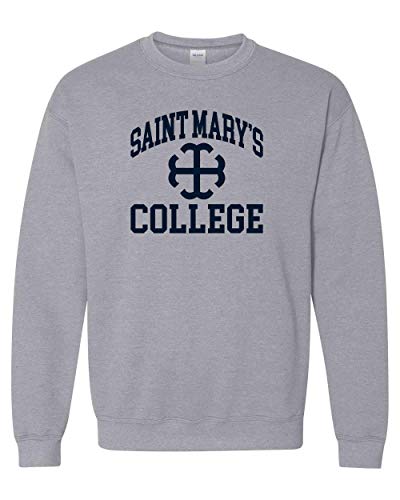 Saint Mary's College Navy Logo Crewneck Sweatshirt - Sport Grey