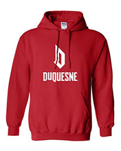 Load image into Gallery viewer, Duquesne University Stacked Hooded Sweatshirt - Red
