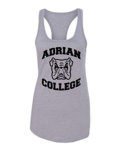 Adrian College Stacked Black Logo Tank Top - Heather Grey