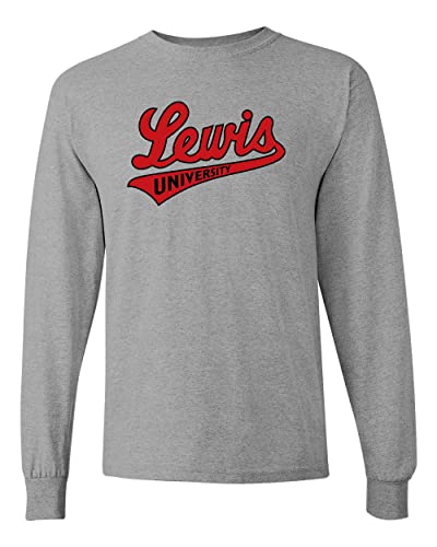 Lewis University Script Long Sleeve T-Shirt - Sport Grey
