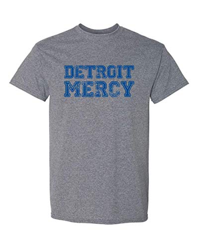 U of Detroit Mercy Block Distressed T-Shirt - Graphite Heather