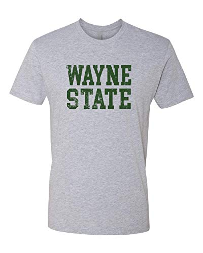 Wayne State Text Distressed Exclusive Soft Shirt - Heather Gray