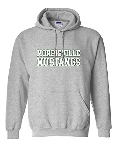 Morrisville State College Mustangs Block Letters Hooded Sweatshirt - Sport Grey