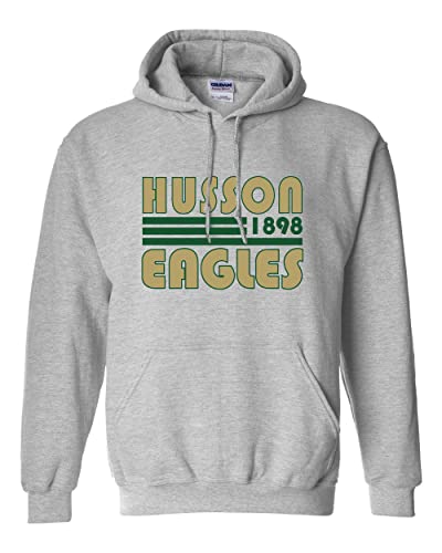 Husson University Retro Hooded Sweatshirt - Sport Grey