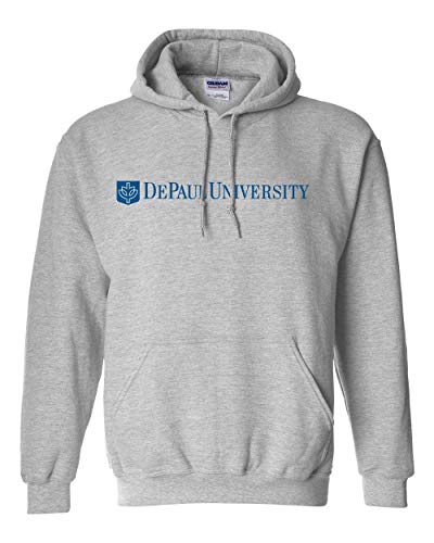 Premium DePaul University 1 Color Text Adult Hooded Sweatshirt - Sport Grey
