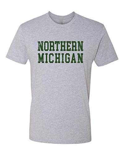Northern Michigan Block Letters Distressed Exclusive Soft Shirt - Heather Gray