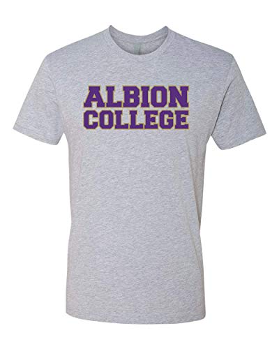 Premium Albion College Block 2 Color Text T-Shirt Albion Britons Student and Alumni Mens/Womens T-Shirt - Heather Gray
