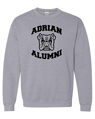 Adrian College Alumni Stacked Black Logo Crewneck Sweatshirt - Sport Grey