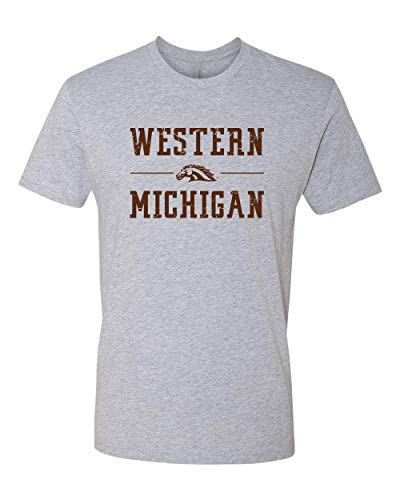 Western Michigan Bronco Head Stacked One Color Exclusive Soft Shirt - Heather Gray