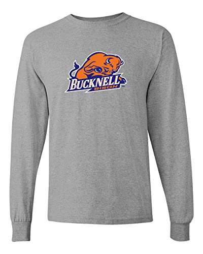 Bucknell Bison Full Color Long Sleeve T-Shirt - Sport Grey