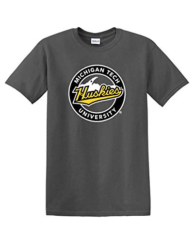 Michigan Tech Huskies Circle Logo T-Shirt - Charcoal