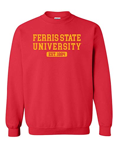 Ferris State University EST One Color Crewneck Sweatshirt - Red
