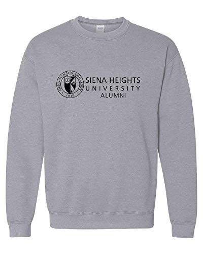 Siena Heights Alumni Black Logo Crewneck Sweatshirt - Sport Grey