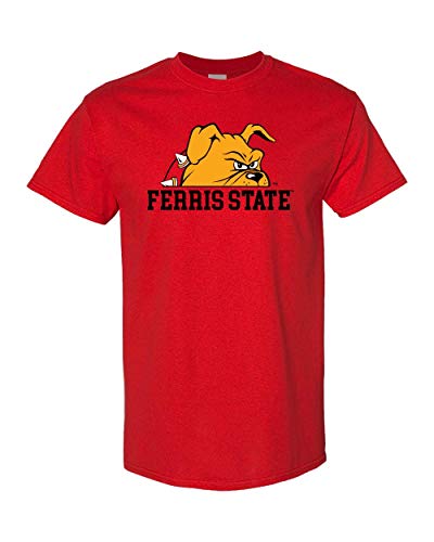 Ferris State Bulldog Half Head Two Color T-Shirt - Red